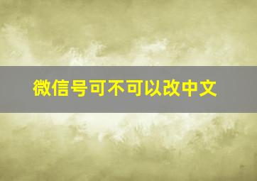 微信号可不可以改中文