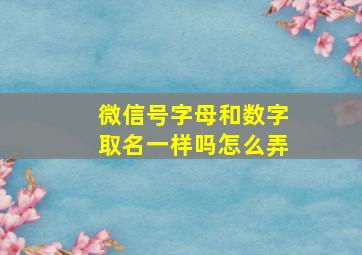 微信号字母和数字取名一样吗怎么弄