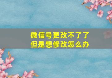 微信号更改不了了但是想修改怎么办