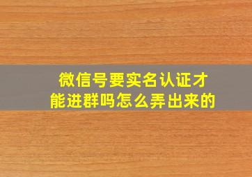 微信号要实名认证才能进群吗怎么弄出来的