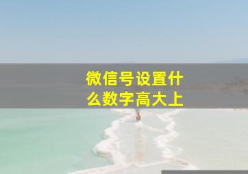 微信号设置什么数字高大上