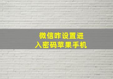 微信咋设置进入密码苹果手机