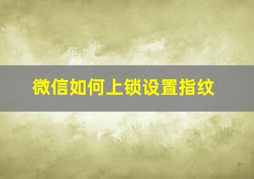 微信如何上锁设置指纹