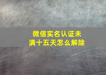 微信实名认证未满十五天怎么解除