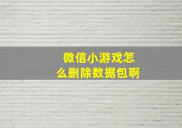 微信小游戏怎么删除数据包啊