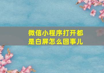 微信小程序打开都是白屏怎么回事儿