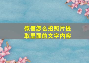 微信怎么拍照片提取里面的文字内容