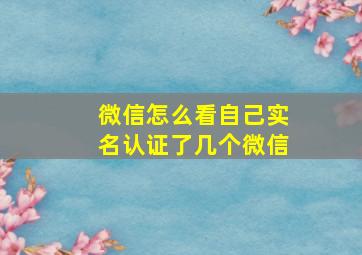 微信怎么看自己实名认证了几个微信