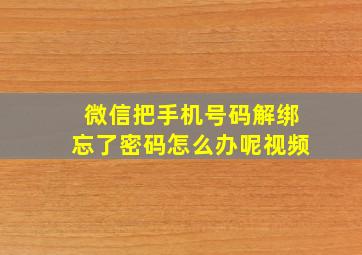 微信把手机号码解绑忘了密码怎么办呢视频