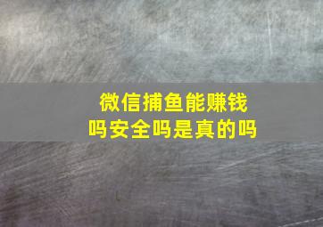 微信捕鱼能赚钱吗安全吗是真的吗