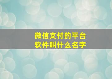 微信支付的平台软件叫什么名字