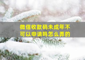 微信收款码未成年不可以申请吗怎么弄的