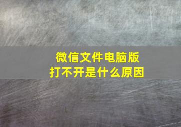 微信文件电脑版打不开是什么原因