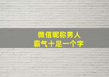 微信昵称男人霸气十足一个字