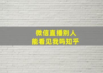 微信直播别人能看见我吗知乎