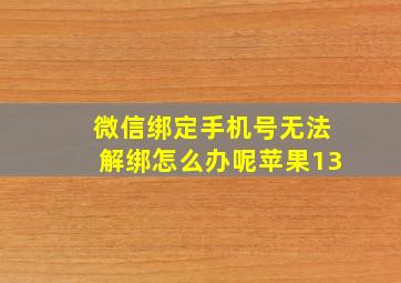 微信绑定手机号无法解绑怎么办呢苹果13