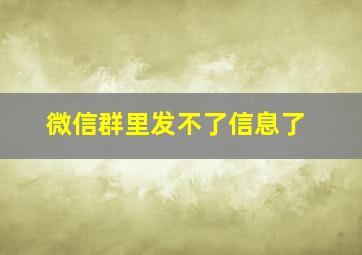 微信群里发不了信息了