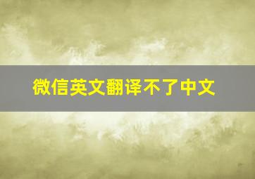 微信英文翻译不了中文