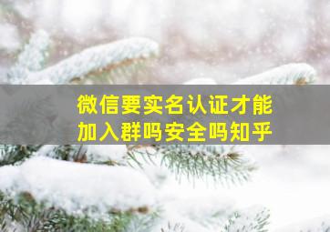 微信要实名认证才能加入群吗安全吗知乎