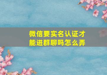 微信要实名认证才能进群聊吗怎么弄