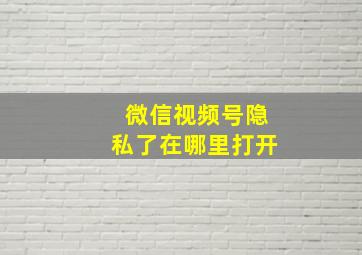 微信视频号隐私了在哪里打开