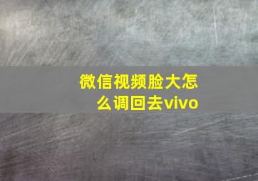 微信视频脸大怎么调回去vivo