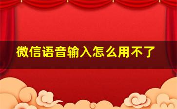 微信语音输入怎么用不了