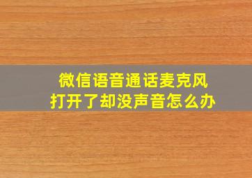 微信语音通话麦克风打开了却没声音怎么办