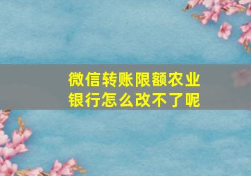 微信转账限额农业银行怎么改不了呢