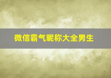 微信霸气昵称大全男生