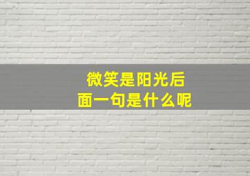 微笑是阳光后面一句是什么呢