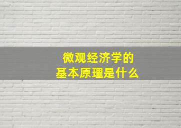 微观经济学的基本原理是什么