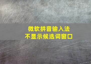 微软拼音输入法不显示候选词窗口