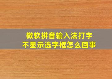 微软拼音输入法打字不显示选字框怎么回事