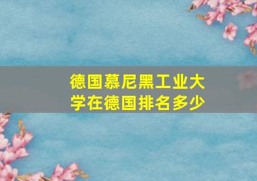 德国慕尼黑工业大学在德国排名多少