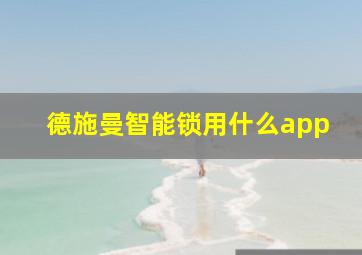 德施曼智能锁用什么app