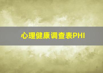 心理健康调查表PHI