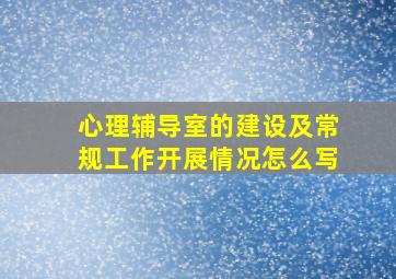 心理辅导室的建设及常规工作开展情况怎么写