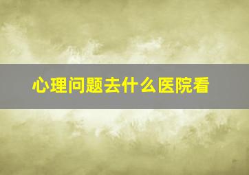 心理问题去什么医院看