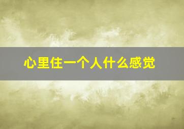 心里住一个人什么感觉