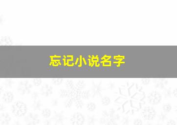 忘记小说名字