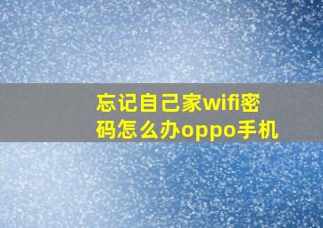 忘记自己家wifi密码怎么办oppo手机