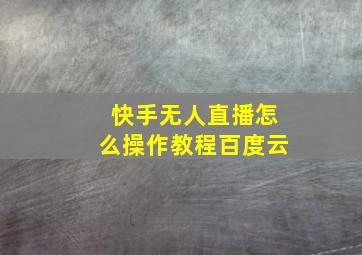 快手无人直播怎么操作教程百度云