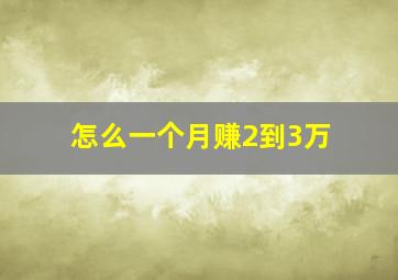 怎么一个月赚2到3万