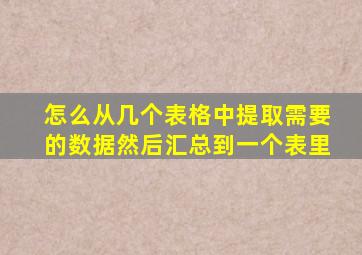 怎么从几个表格中提取需要的数据然后汇总到一个表里