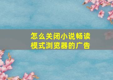 怎么关闭小说畅读模式浏览器的广告