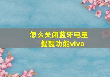 怎么关闭蓝牙电量提醒功能vivo