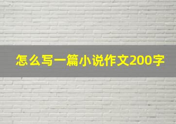 怎么写一篇小说作文200字