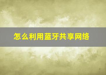 怎么利用蓝牙共享网络