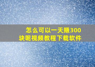 怎么可以一天赚300块呢视频教程下载软件